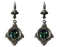 Dainty Nouveau Earrings - Floral and Vine Settings with Vintage Glass